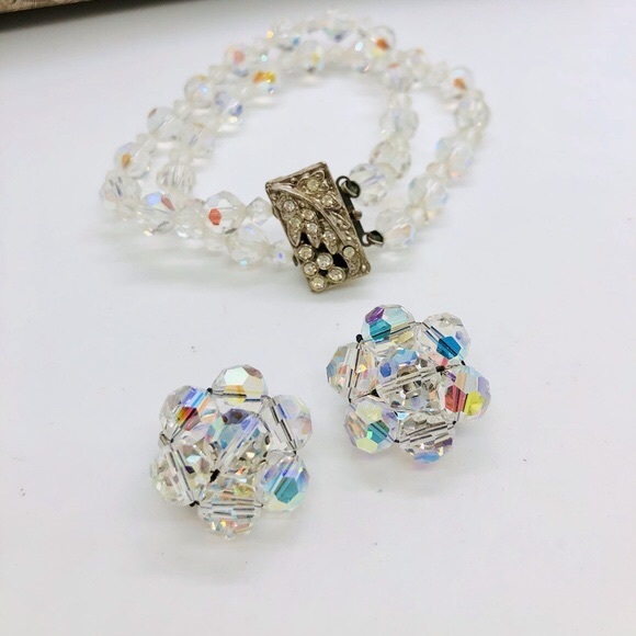 Vintage Art Deco Aurora Borealis Rhinestone Jewelry - Picture 6 of 10